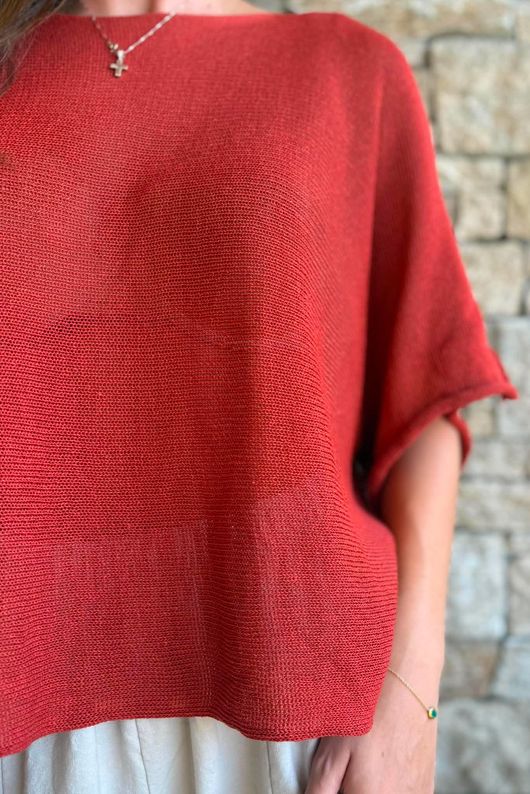 Conrad Box Cotton Knit Rust